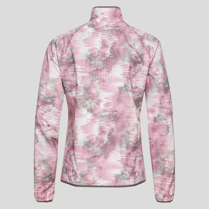 Odlo Jackets and Vests The Essentials Light Print Running Jacket Odlo Concrete Grey 8211 Festival Fuchsia 8211 Women