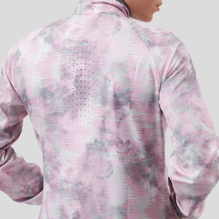 Odlo Jackets and Vests The Essentials Light Print Running Jacket Odlo Concrete Grey 8211 Festival Fuchsia 8211 Women