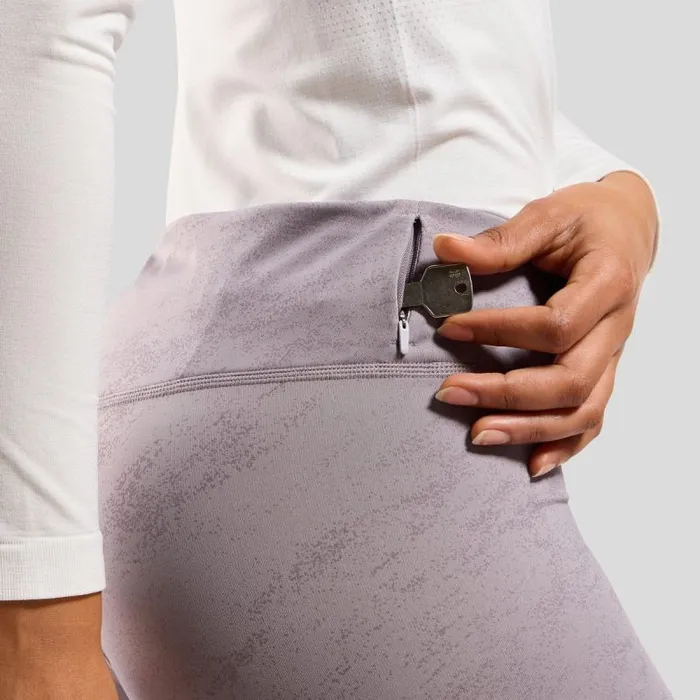 Odlo Pants and Tights The Zeroweight Print Reflective Running Tights Gray Ridge 8211 Women