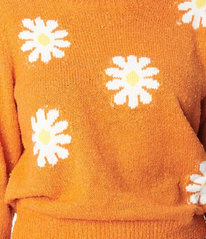Orange and White Daisy Sweater ClothingPlus Unique Vintage Sweaters and Cardigans