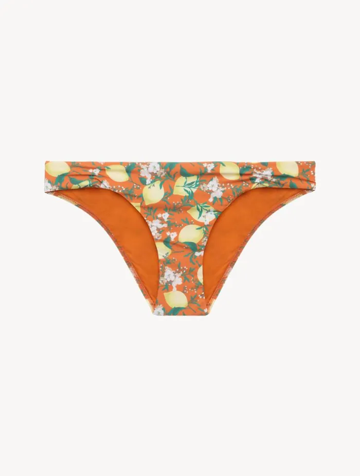 Orange Printed Bikini Brief With Pleat Detailing Swim La Perla Bikinis