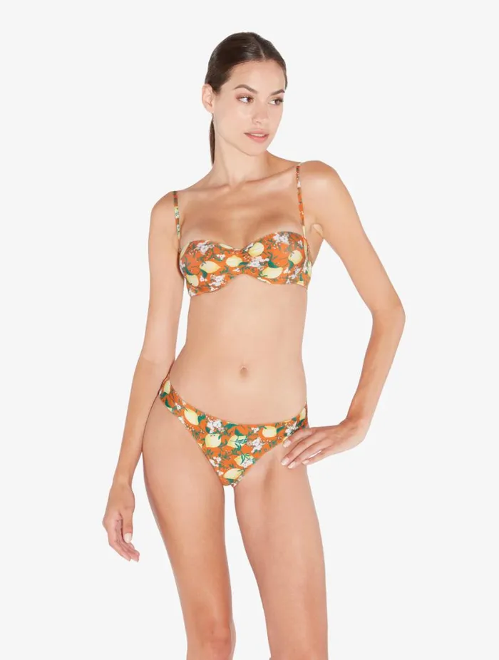 Orange Printed Bikini Brief With Pleat Detailing Swim La Perla Bikinis