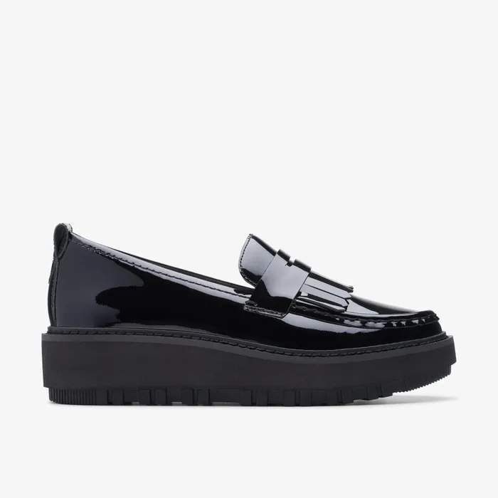 Orianna Loafer Black Patent Leather Women Clarks Platforms