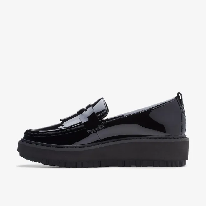Orianna Loafer Black Patent Leather Women Clarks Platforms