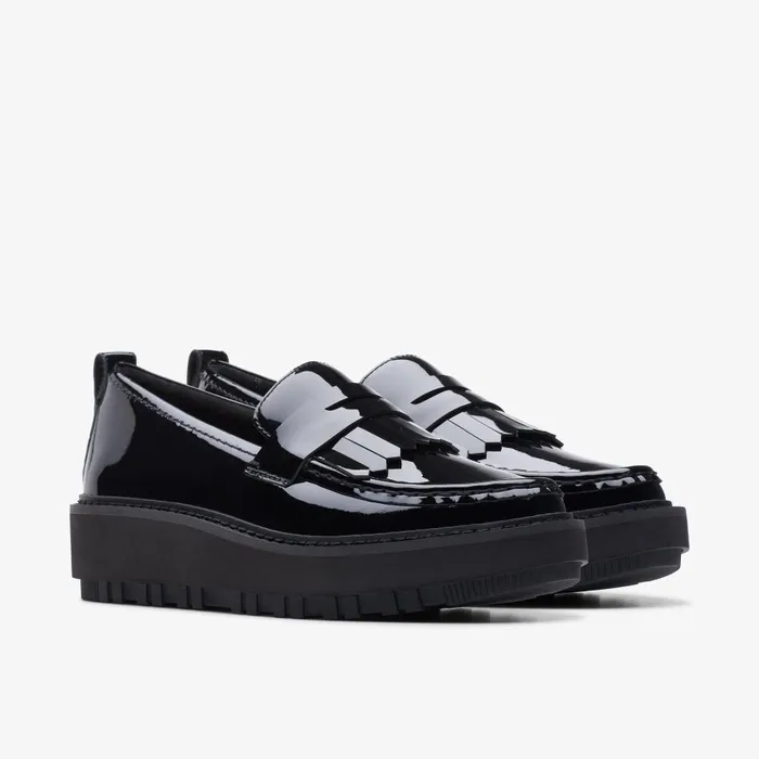 Orianna Loafer Black Patent Leather Women Clarks Platforms