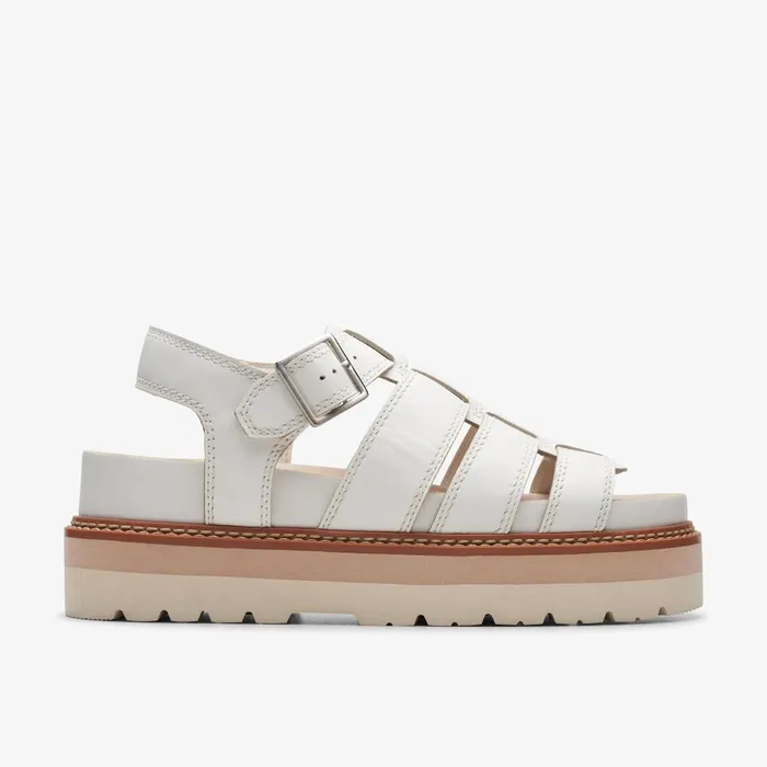 Orianna Twist Off White Leather Women Clarks Platforms