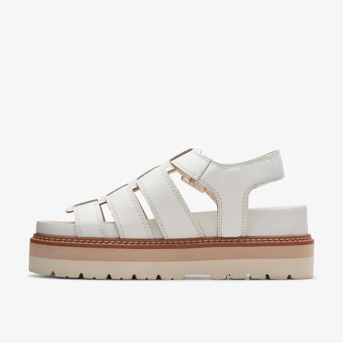 Orianna Twist Off White Leather Women Clarks Platforms