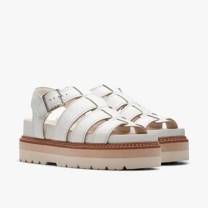 Orianna Twist Off White Leather Women Clarks Platforms