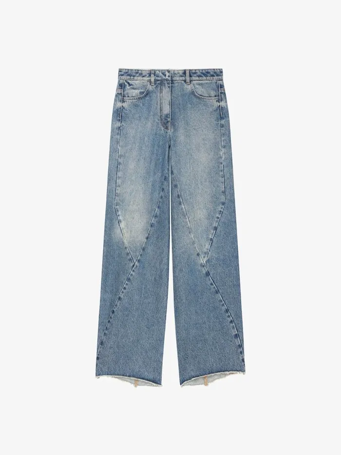 Oversized Jeans In Denim With Stitching Details Medium Blue Women Givenchy Pants and Shorts