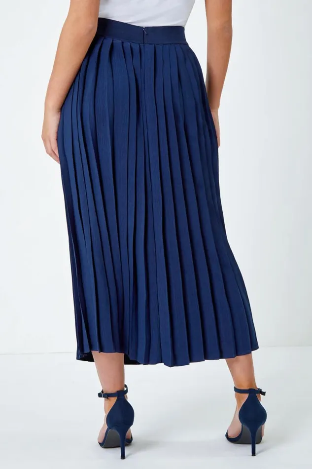 Petite Plain A Line Pleated Midi Skirt Women Roman Skirts