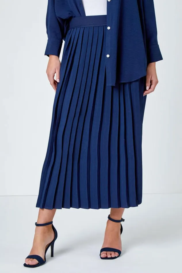 Petite Plain A Line Pleated Midi Skirt Women Roman Skirts