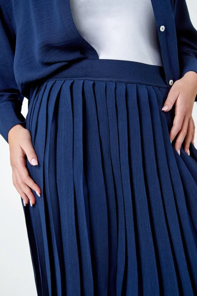 Petite Plain A Line Pleated Midi Skirt Women Roman Skirts