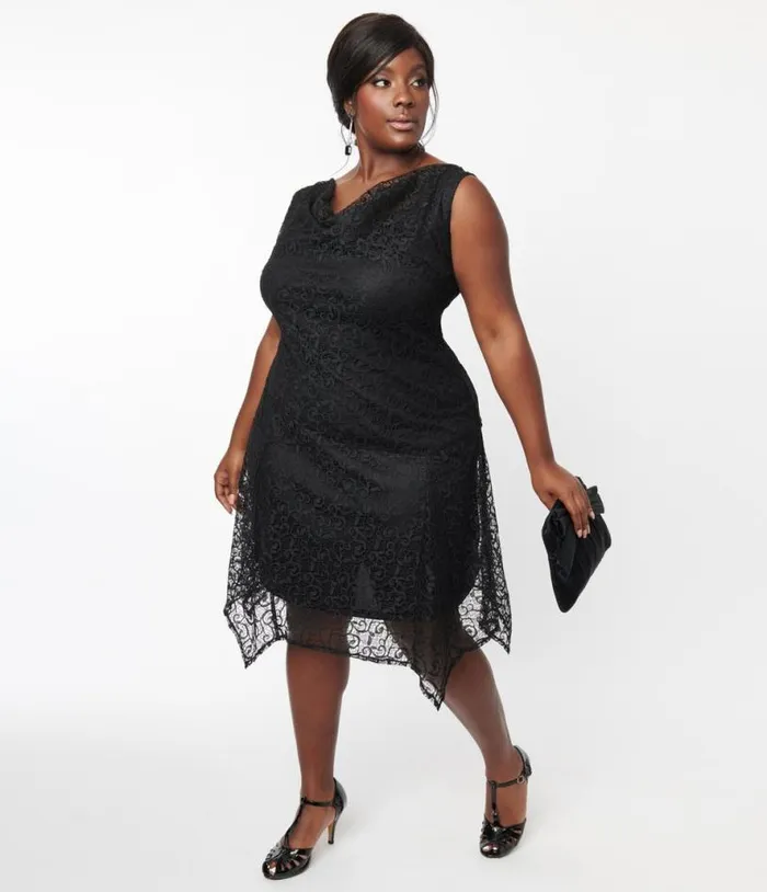 Plus Size 1920s Black Lace Hemingway Flapper Dress DressesPlus Unique Vintage Pencil Plus Size 1920s Black Lace Hemingway Flapper Dress DressesPlus Unique Vintage Pencil