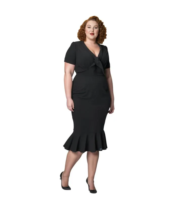 Plus Size 1940s All Black Holloway Wiggle Dress DressesPlus Unique Vintage Pencil Plus Size 1940s All Black Holloway Wiggle Dress DressesPlus Unique Vintage Pencil