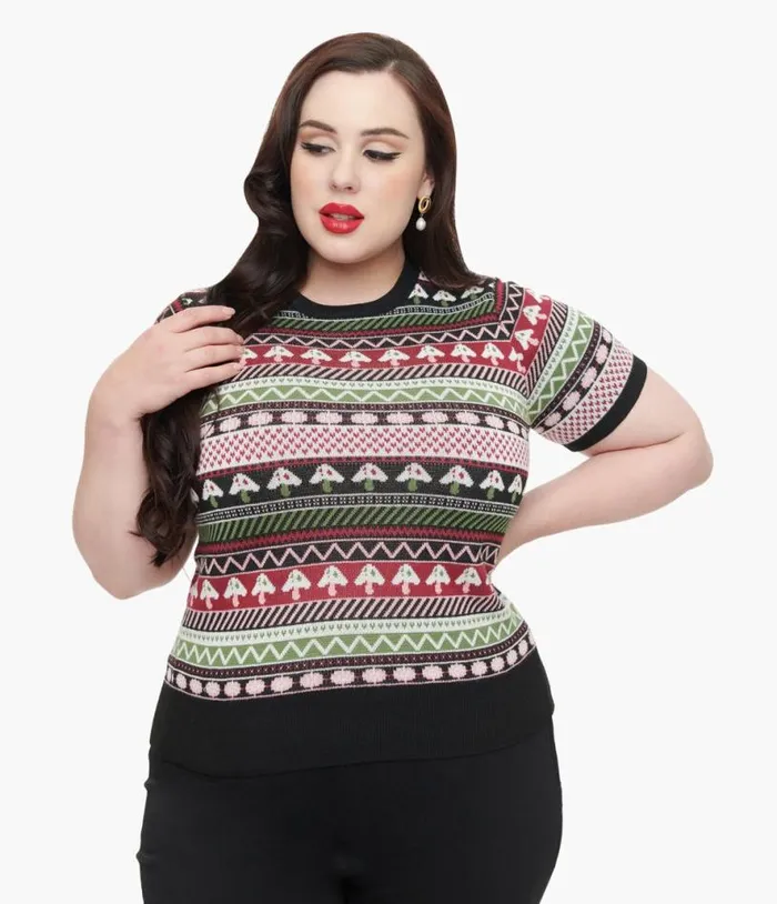 Plus Size 1950s Mushroom Jacquard Sweater ClothingPlus Unique Vintage Sweaters and Cardigans Plus Size 1950s Mushroom Jacquard Sweater ClothingPlus Unique Vintage Sweaters and Cardigans