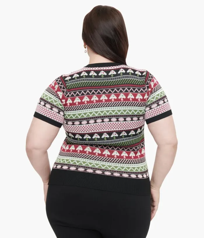 Plus Size 1950s Mushroom Jacquard Sweater ClothingPlus Unique Vintage Sweaters and Cardigans