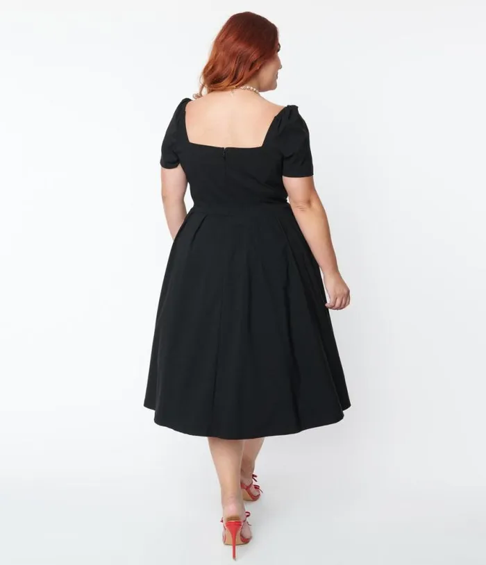 Plus Size Black Sweetheart Midge Swing Dress DressesPlus Unique Vintage Swing