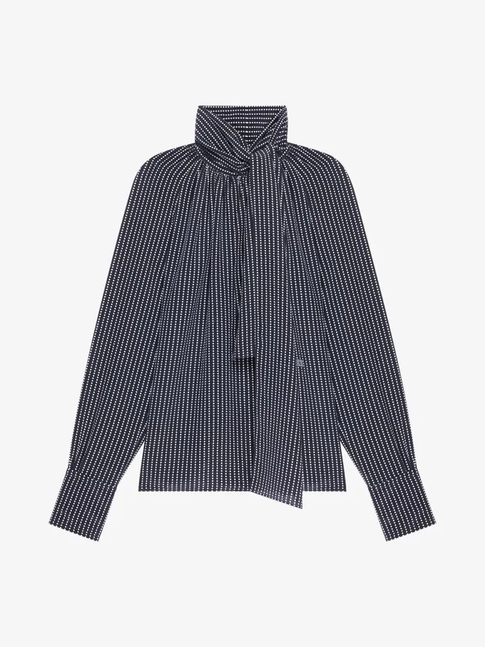 Polka Dots Blouse In Silk With Lavallire Navywhite Women Givenchy Tops and Shirts