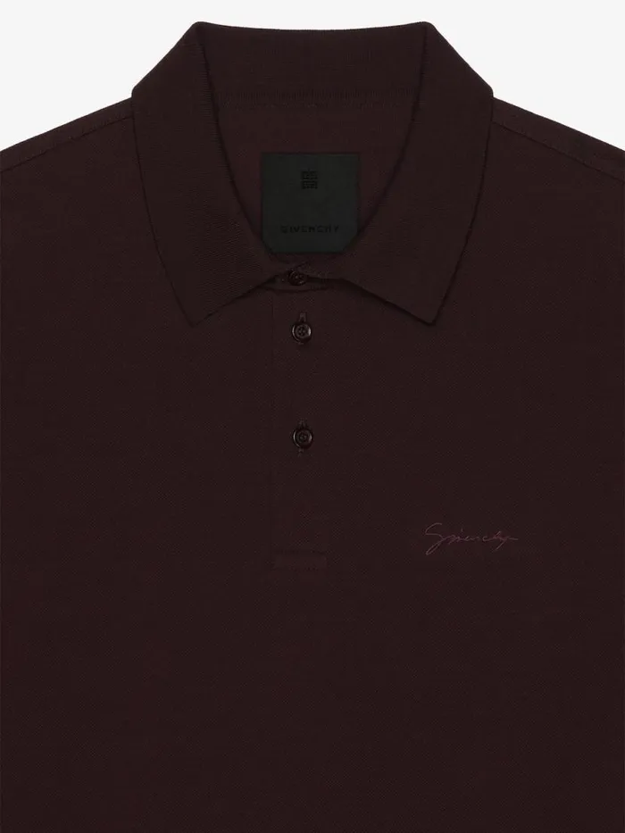 Polo In Cotton With Signature Burgundy Men Givenchy TShirts