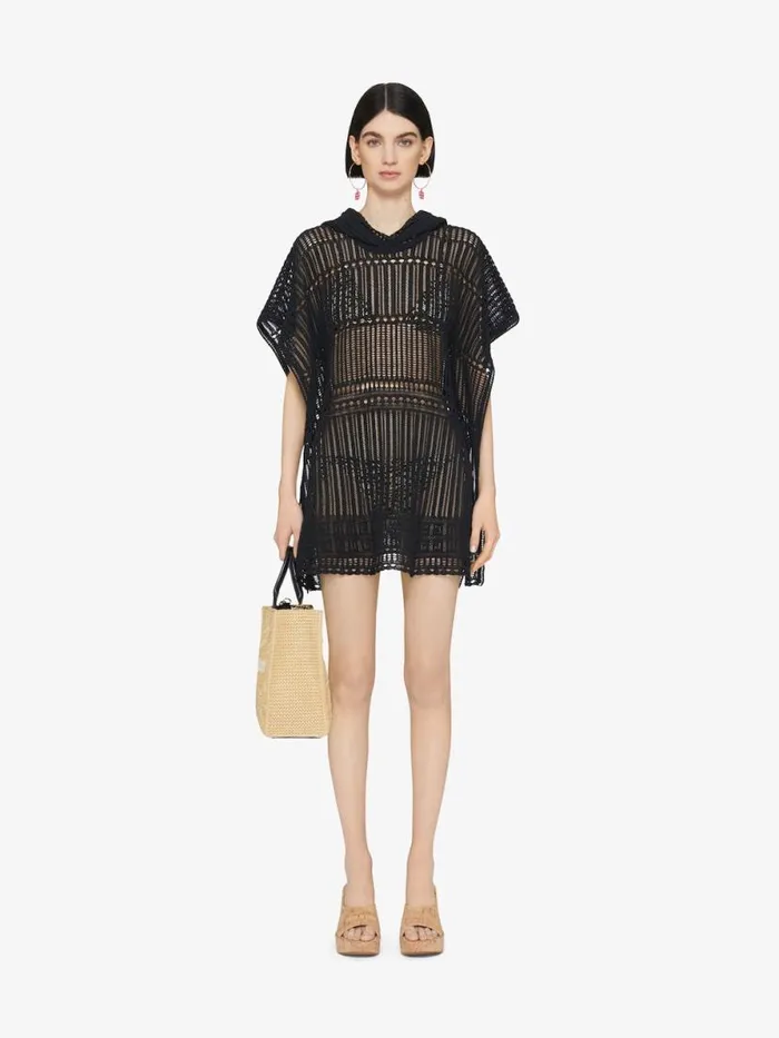 Poncho In Crochet Black Women Givenchy Tops and Shirts
