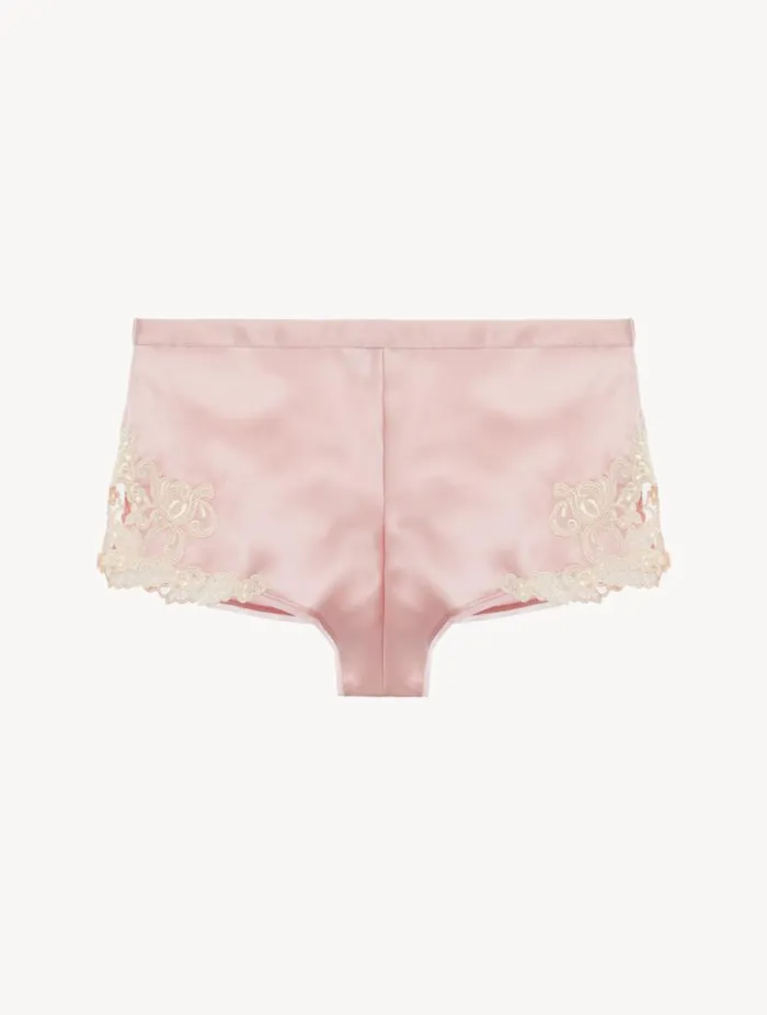 Powder Pink Silk Satin Sleep Shorts With Frastaglio Sleepwear La Perla Pajamas