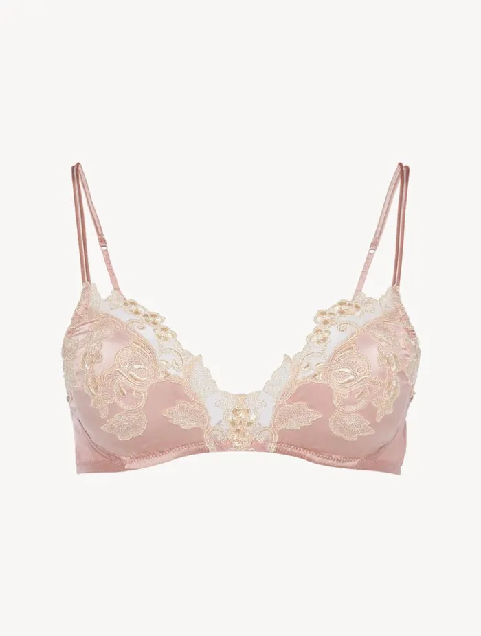 Powder Pink Silk Triangle Bra With Frastaglio Lingerie La Perla Triangle