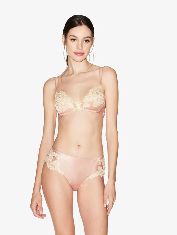 Powder Pink Silk Triangle Bra With Frastaglio Lingerie La Perla Triangle