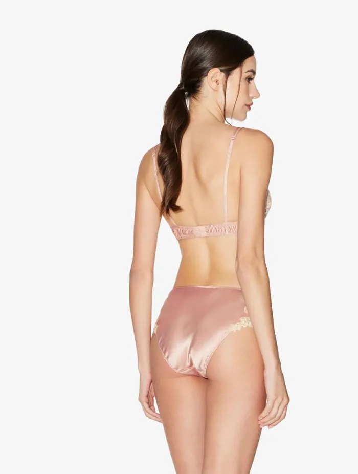 Powder Pink Silk Triangle Bra With Frastaglio Lingerie La Perla Triangle