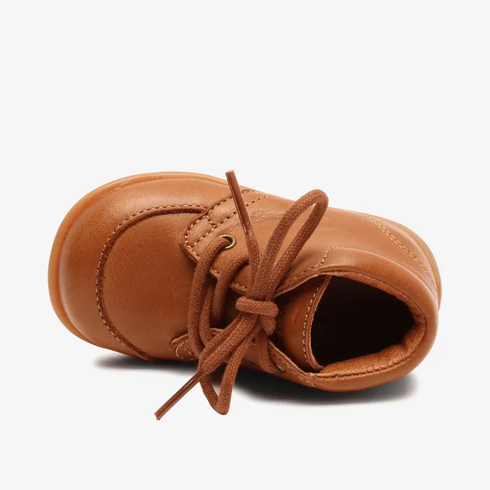 Prewalkers luca lace cognac Brown bisgaardshoes BABY