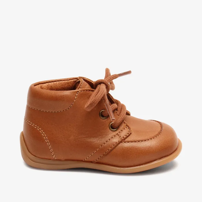 Prewalkers luca lace cognac Brown bisgaardshoes BABY