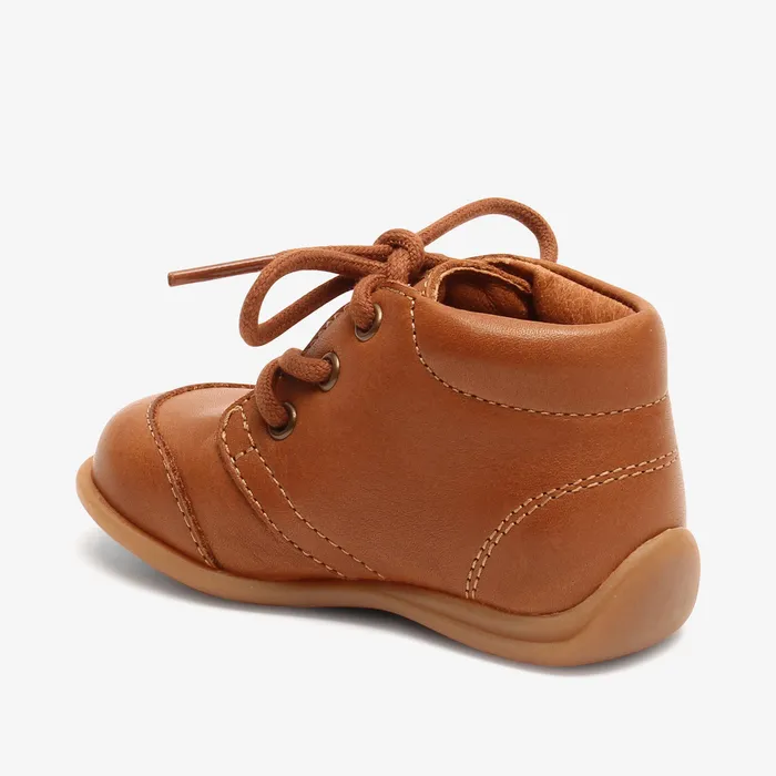 Prewalkers luca lace cognac Brown bisgaardshoes BABY