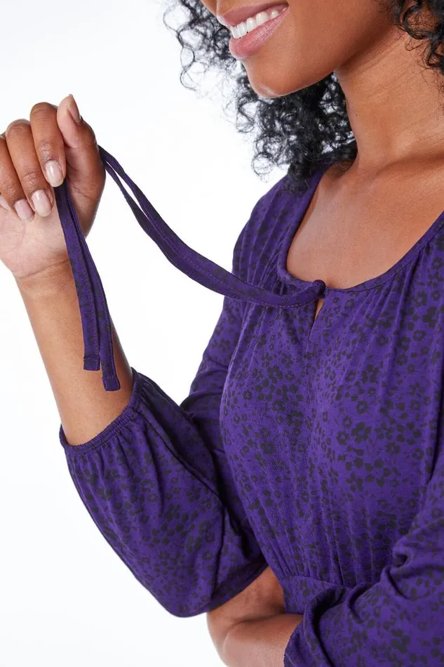 Purple Petite Keyhole Detail Stretch Jersey Dress Women Roman Dresses