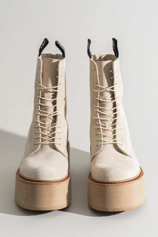 R13 Boots Women Double Stack Boot 8211 Khaki Suede R13 Boots Women Double Stack Boot 8211 Khaki Suede