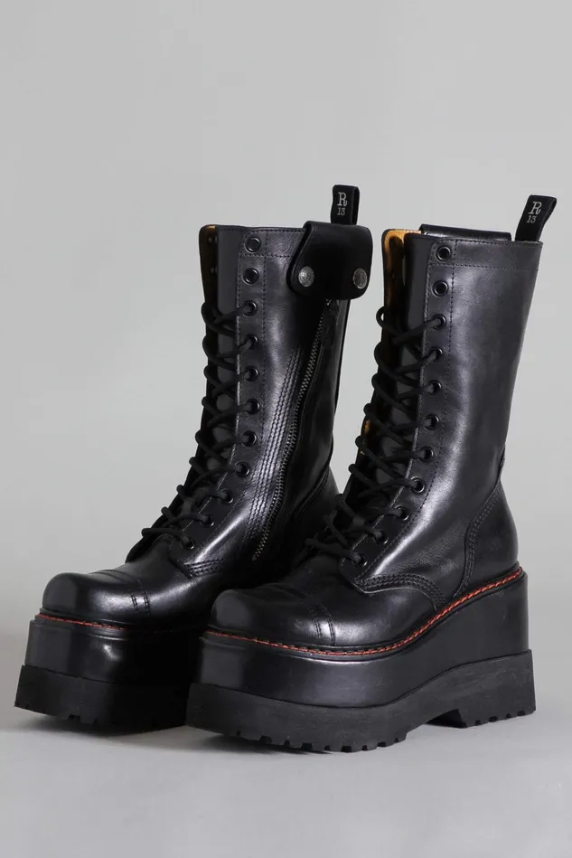 R13 Boots Women Medium Platform Boot 8211 Black