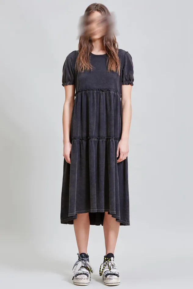 R13 Dresses Women Shredded Relaxed Midi 8211 Black