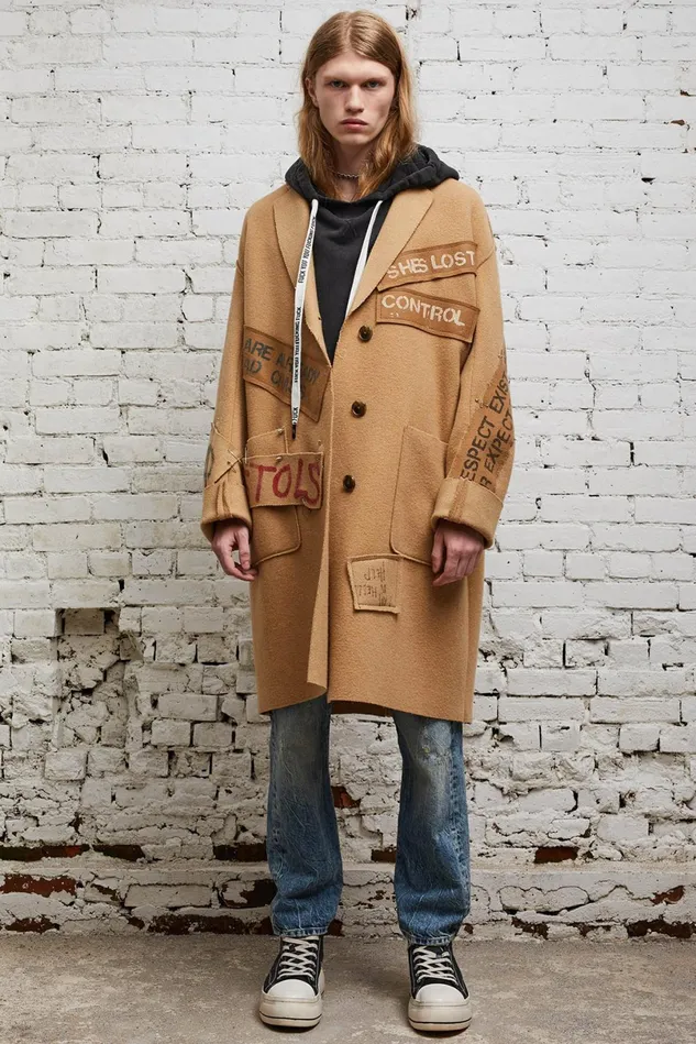 R13 Jackets and Coats Men Graffiti Coat 8211 Camel