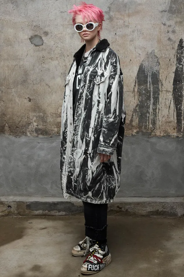 R13 Jackets and Coats Women Lyle Trucker Coat 8211 Painted Black