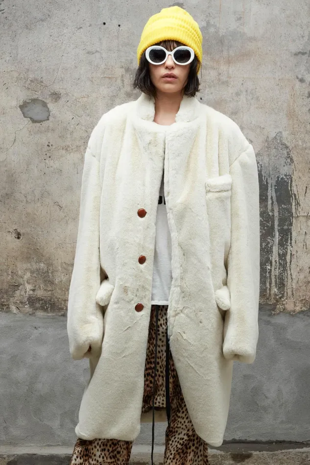 R13 Jackets and Coats Women Teddy Bear Coat 8211 Ecru