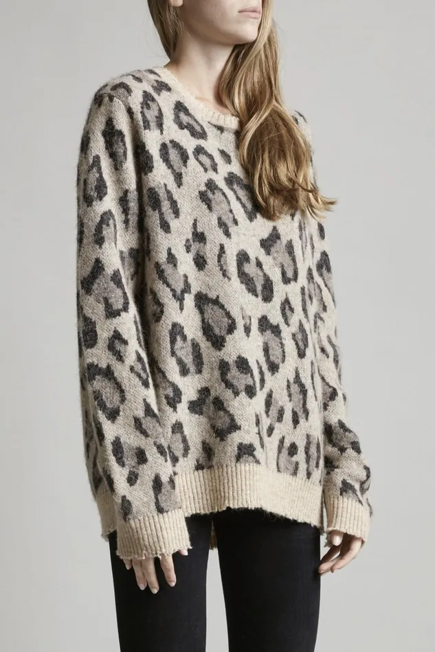 R13 Sweaters Women Leopard Cashmere Crewneck Sweater R13 Sweaters Women Leopard Cashmere Crewneck Sweater