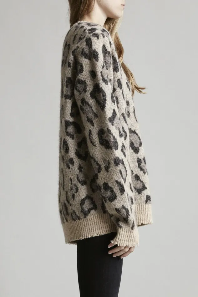 R13 Sweaters Women Leopard Cashmere Crewneck Sweater R13 Sweaters Women Leopard Cashmere Crewneck Sweater