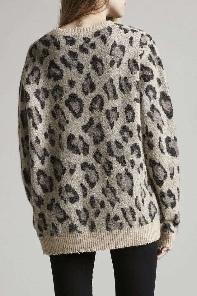 R13 Sweaters Women Leopard Cashmere Crewneck Sweater R13 Sweaters Women Leopard Cashmere Crewneck Sweater