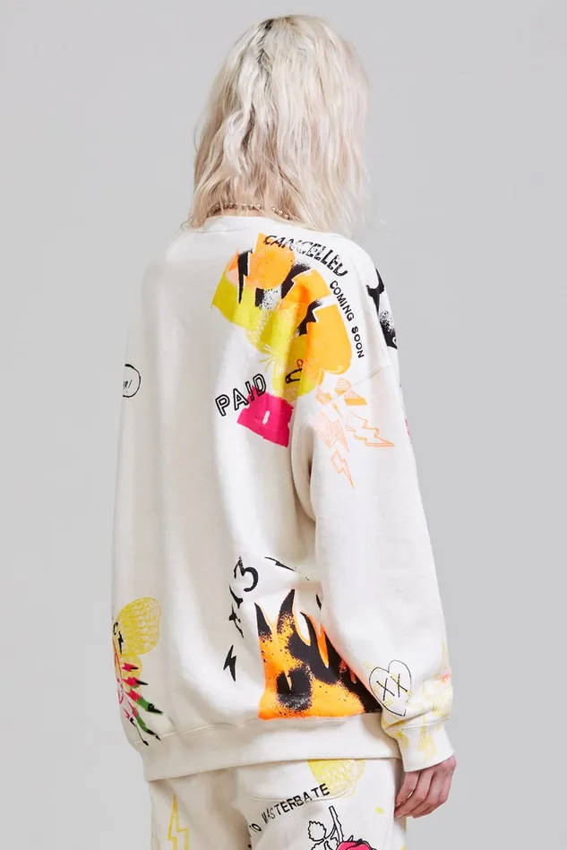 R13 Sweatshirts Women Graffiti Oversized Crewneck