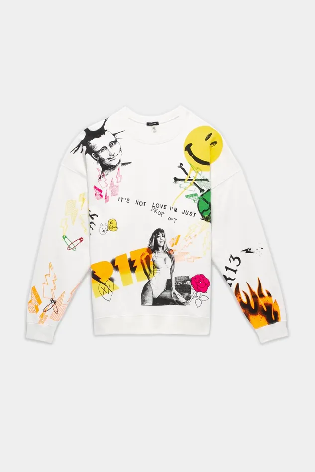 R13 Sweatshirts Women Graffiti Oversized Crewneck