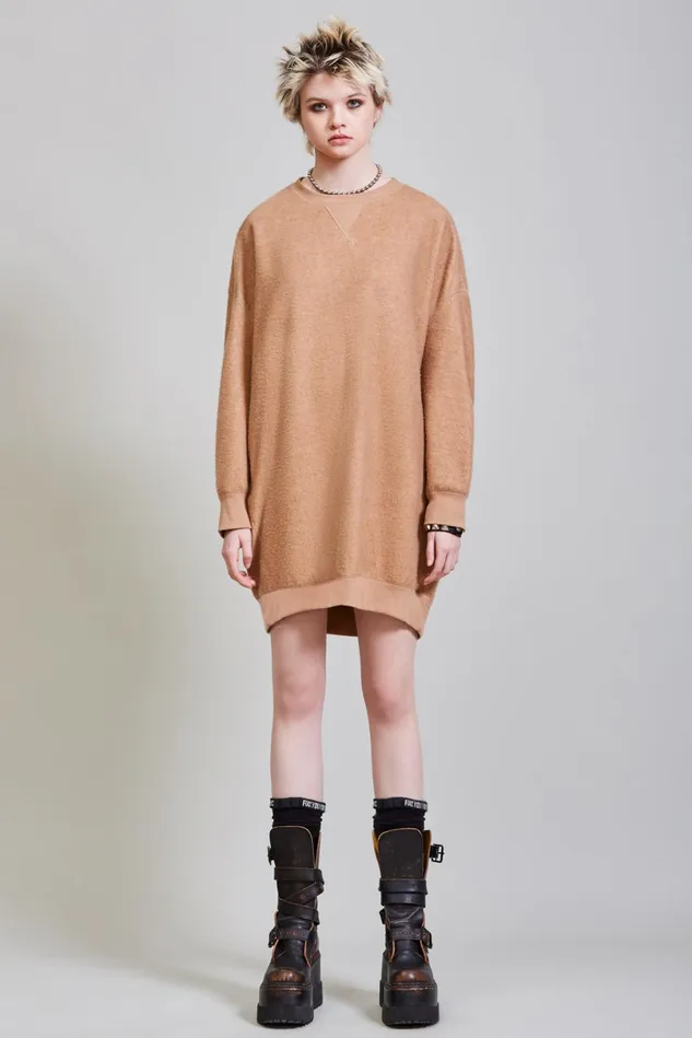 R13 Sweatshirts Women Grunge Sweatshirt Dress 8211 Camel