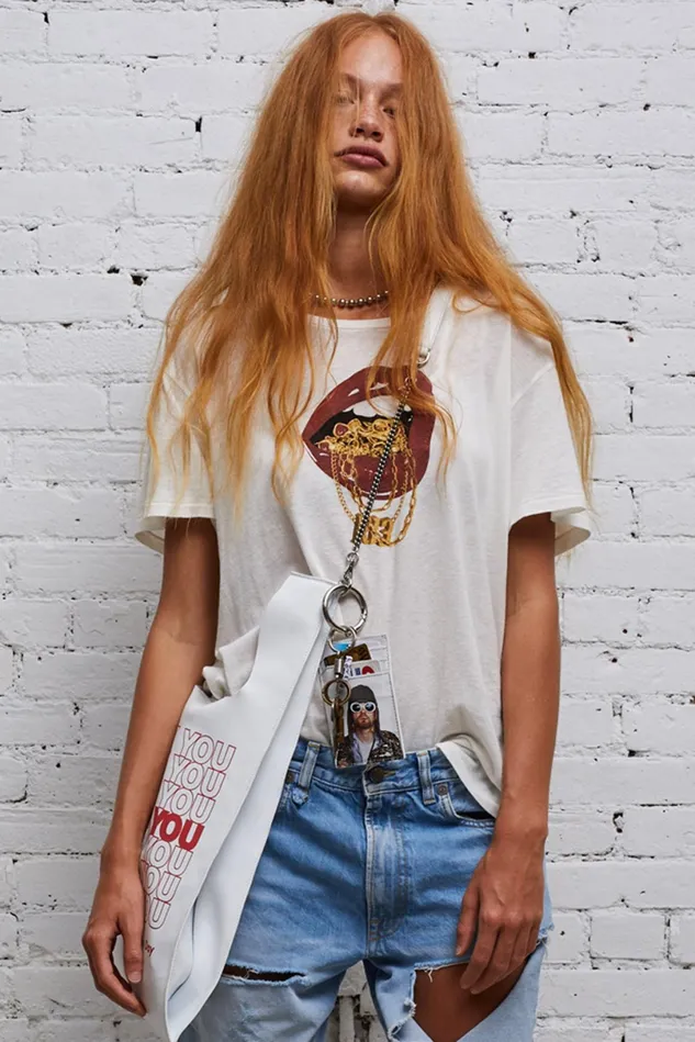 R13 TShirts Women R13 Bling Boy TShirt 8211 Ecru