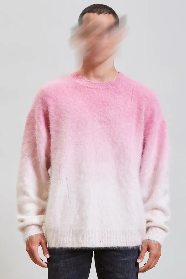 R13 Tops And Knitwear Men Japanese Brushed Cashmere Dip Dyed Sweater 8211 Pink Ombre