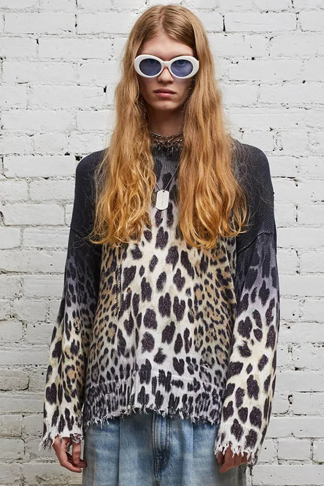 R13 Tops And Knitwear Men Oversized Sweater 8211 Faded Leopard