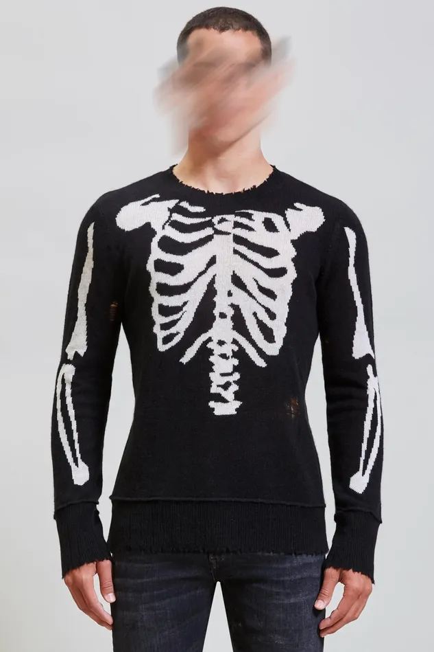 R13 Tops And Knitwear Men Skeleton Distressed Cashmere Sweater