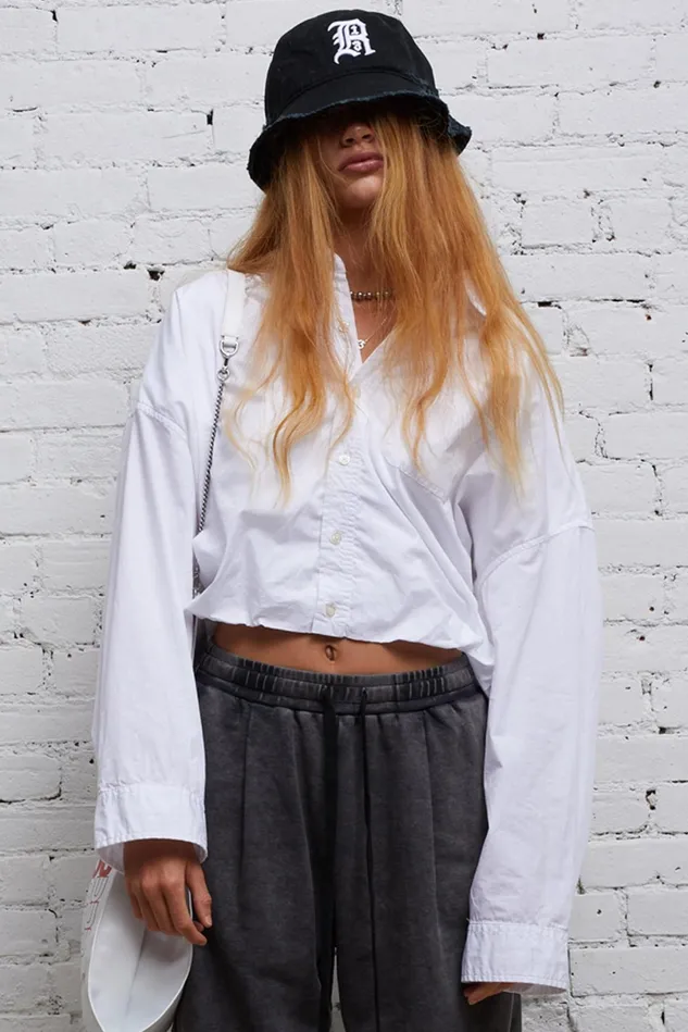 R13 Tops Women Gathered Hem Shirt 8211 White