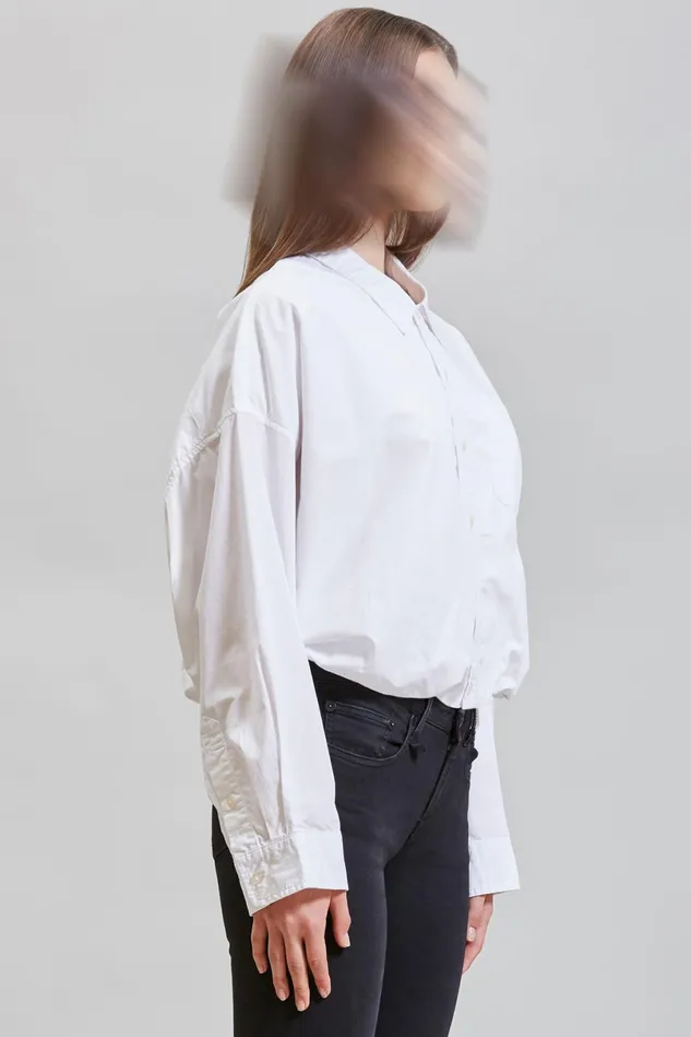 R13 Tops Women Gathered Hem Shirt 8211 White